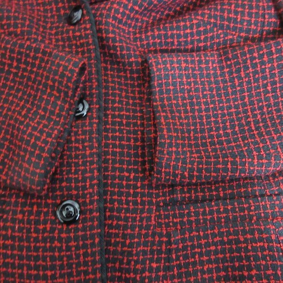 Perceptions Womens Blazer Jacket Size 10 Textured Black Red 3-Button Career - Picture 6 of 6